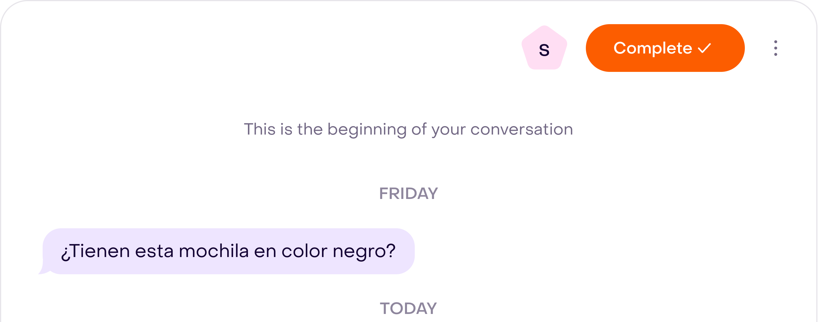 Header of the same fictional conversation after using Assign to me, showing the assignee’s avatar.