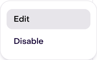 Real menu with Disable on a fictional active playbook, without selecting the option