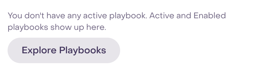 Chooser notice: no active playbooks are available, with Explore Playbooks button.